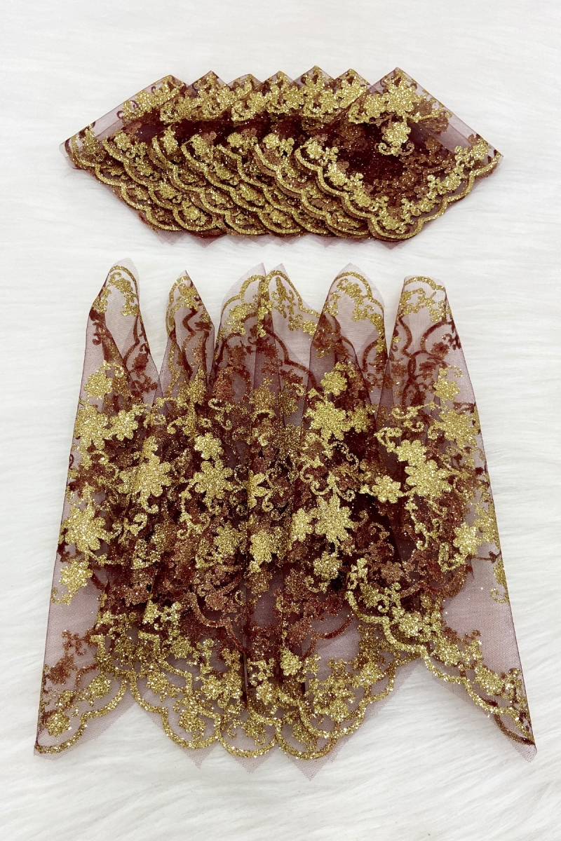 Gold Simli Gelin Damat Halay Mendili, Bordo 10lu, Düğün Kına Sünnet Söz Nedime Nişan Bride Hediye