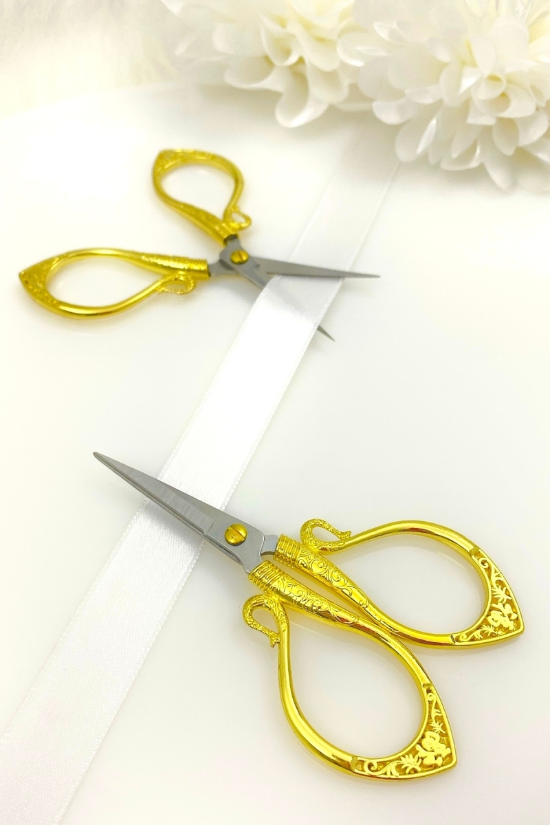 Gold Söz Nişan Makası, Kurdele Açılış Özel Gün Merasim Dikiş Nakış Makası Zarif Model