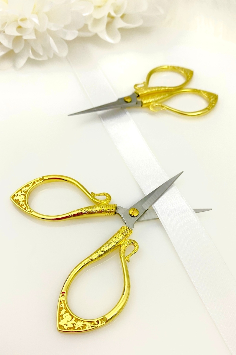 Gold Söz Nişan Makası, Kurdele Açılış Özel Gün Merasim Dikiş Nakış Makası Zarif Model