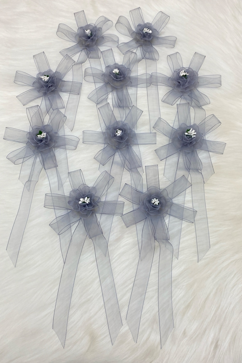 Gri Bohça Süsü, Gelin Damat Çeyiz Düğün Nişan Konvoy Gelin Arabası Sünnet Kına Süsü 5 Adet