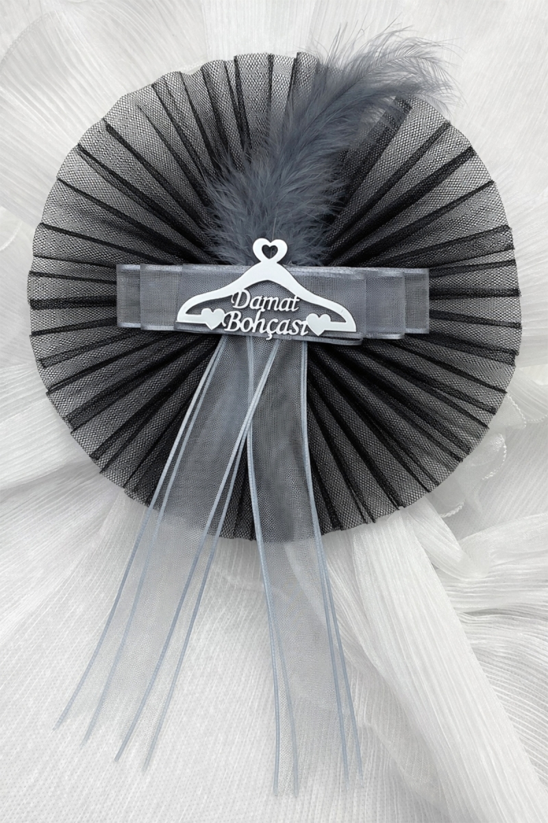 Gri Damat Bohçası Süsü, 5 Adet Pleksili, Gelin Çeyiz Düğün Nişan Söz Hediye Konvoy Valiz Bavul Kına