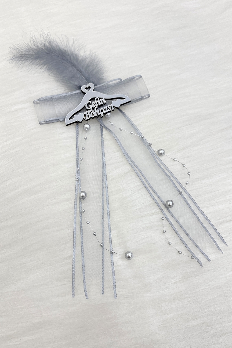 Gri Gelin Bohça Süsü, Damat Çeyiz Valiz Bavul Düğün Nişan Söz Konvoy Gelin Arabası Kına Süsü 1 Adet