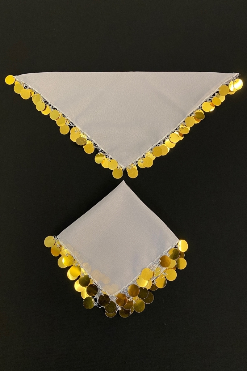 Gri Gold Lüks Şifon Gelin Nedime Halay Mendil 5 Adet Kına Gecesi Malzemesi