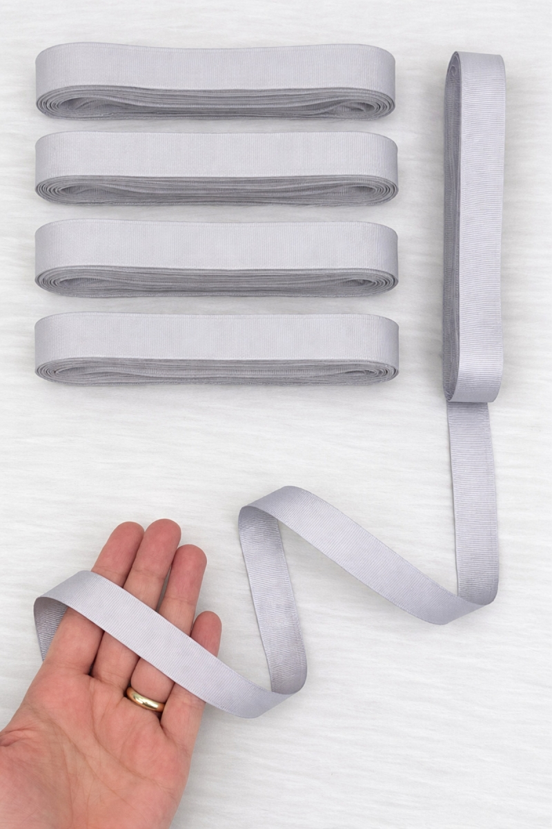 Gri Grogren Kurdele 2 Cm 10 Mt, Bohça Çeyiz Nişan Nikah Düğün Doğum Günü Hediye Paketleme Süsleme