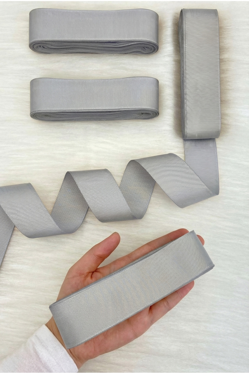 Gri Grogren Kurdele 4 Cm 10 Mt, Bohça Çeyiz Düğün Nişan Doğum Günü Hediye Paketleme Süsleme