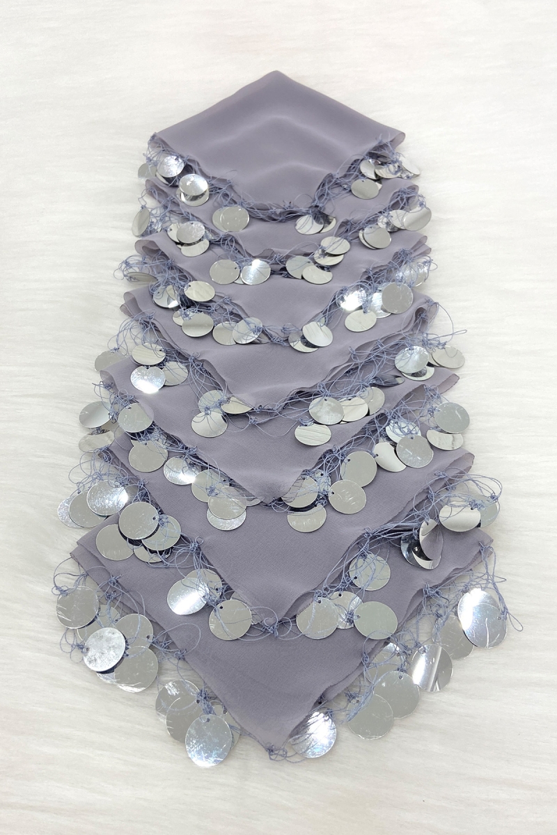 Gri Gümüş Şifon Halay Mendili 1 Adet, Gelin Damat Düğün Kına Sünnet Nişan Bride