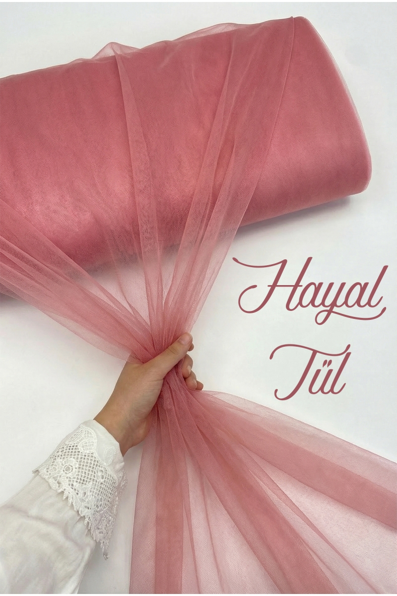 Gül Kurusu Hayal Tül, Nişan Çeyiz Bohça Kapı Doğum Günü Parti Süsleme, Gelin Abiye Türban 100x300cm