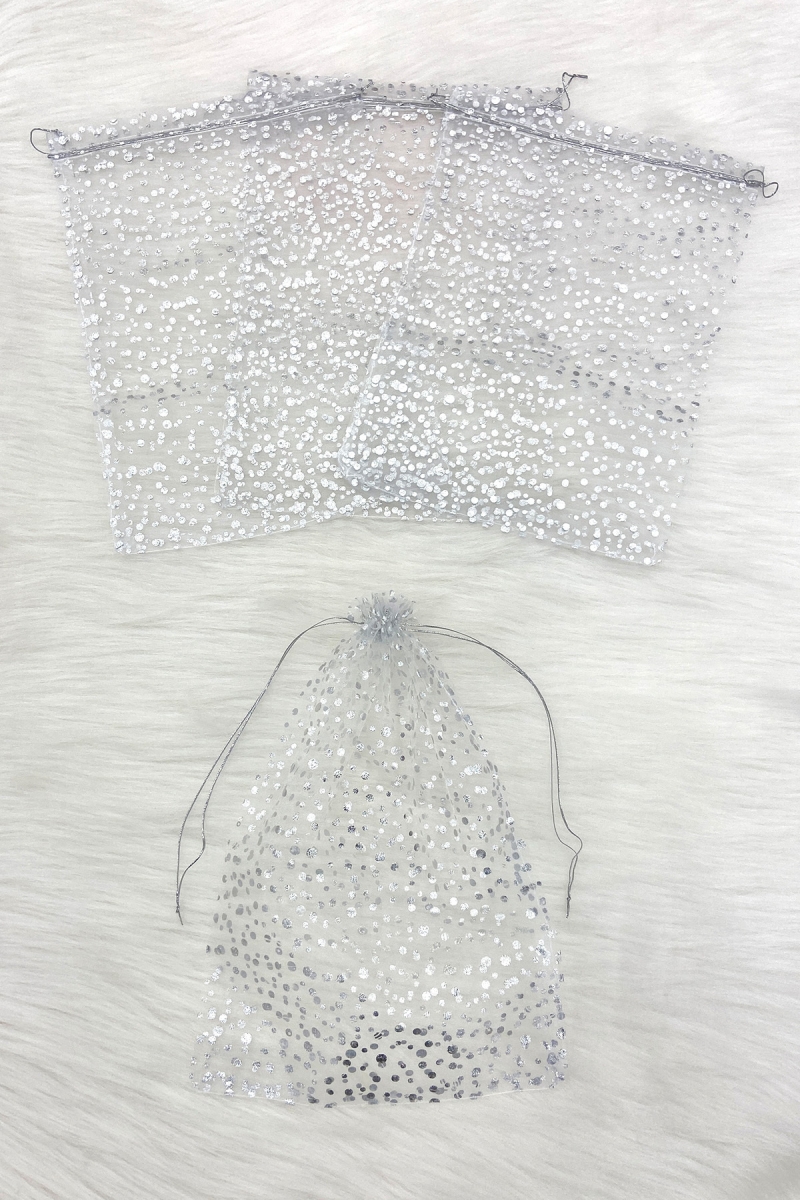 Gümüş Havlu Terlik Seccade Bohça Çeyiz Hediye Kesesi 5 Adet Ölçü 28x40cm