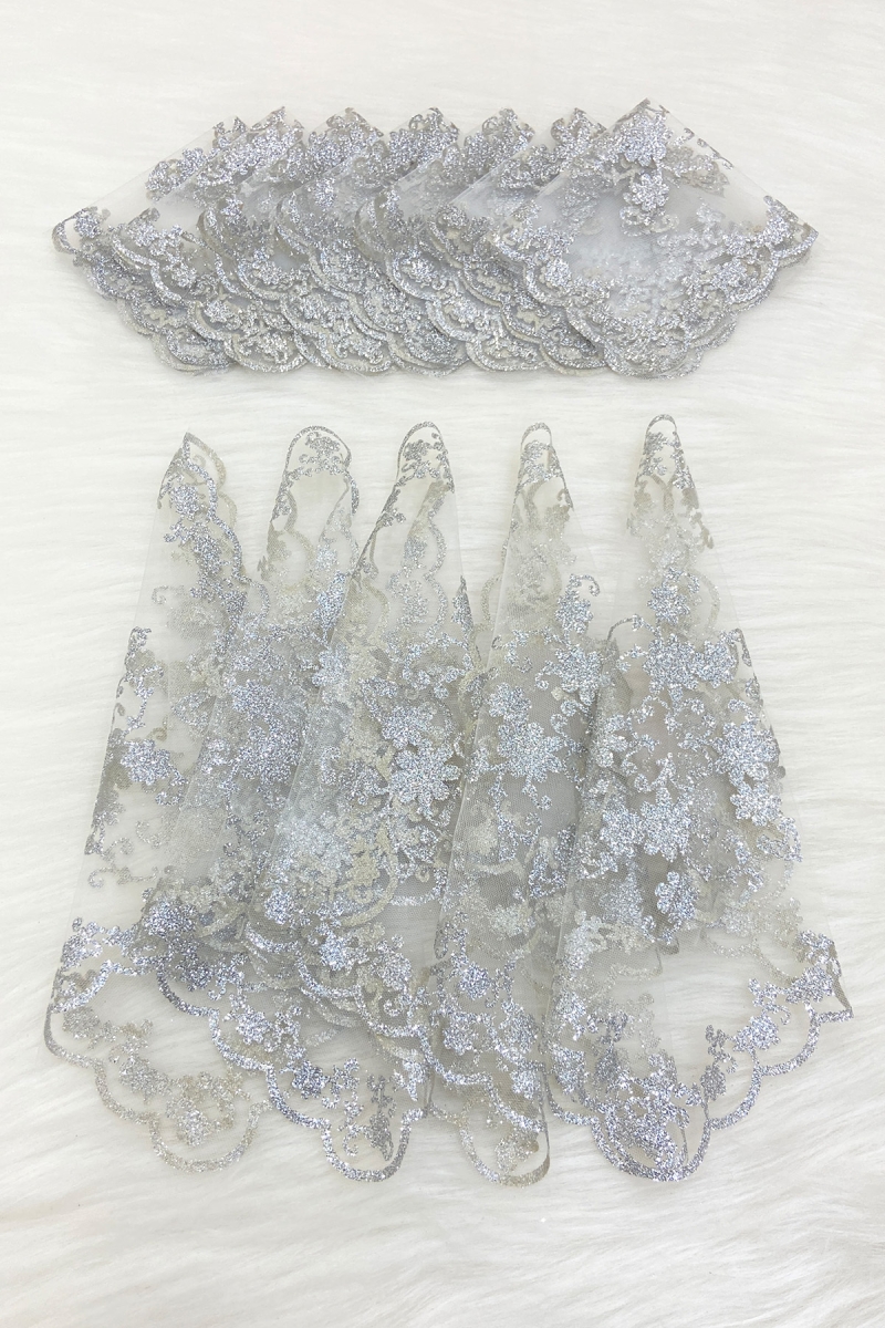 Gümüş Simli Gelin Damat Halay Mendili, Beyaz 10lu, Düğün Kına Sünnet Söz Nedime Nişan Bride Hediye