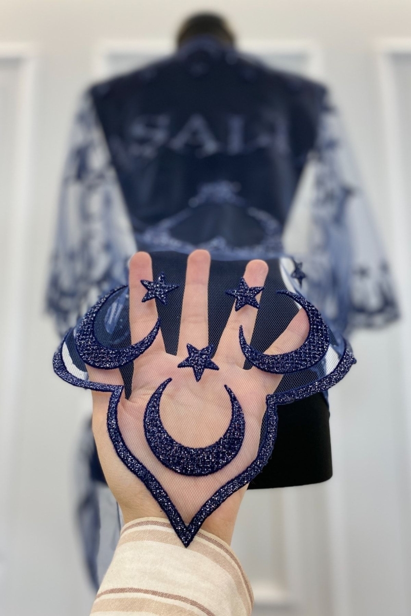 Gümüş Simli Lacivert Sünnet Örtüsü, Maşallah Örtü, Sünnet Malzemeleri, Sünnet Düğünü Kına Şalı