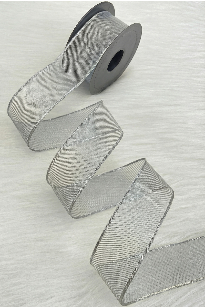 Gümüş Simli Şifon Kurdele 4 cm 20 mt, Gelin, Damat, Bohça, Nişan, Çeyiz, Özel Gün, Hediye, Süsleme