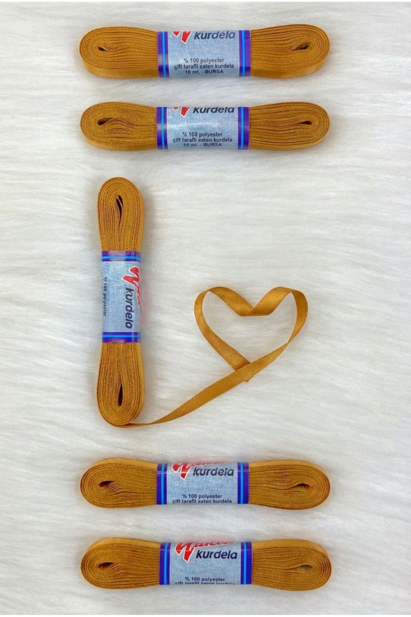 Kiremit Saten Kurdele 1 Cm 10 Metre, Bohça Çeyiz Nikah Kına Sünnet Söz Özel Gün Hediye Süsleme