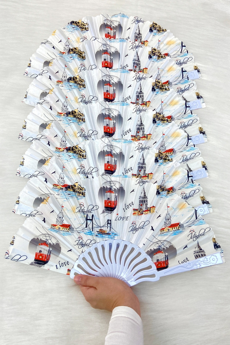 İstanbul Desenli Gelin Nedime Yelpazesi, Bride Bekarlığa Veda Partisi Kına Hediye 6 Adet