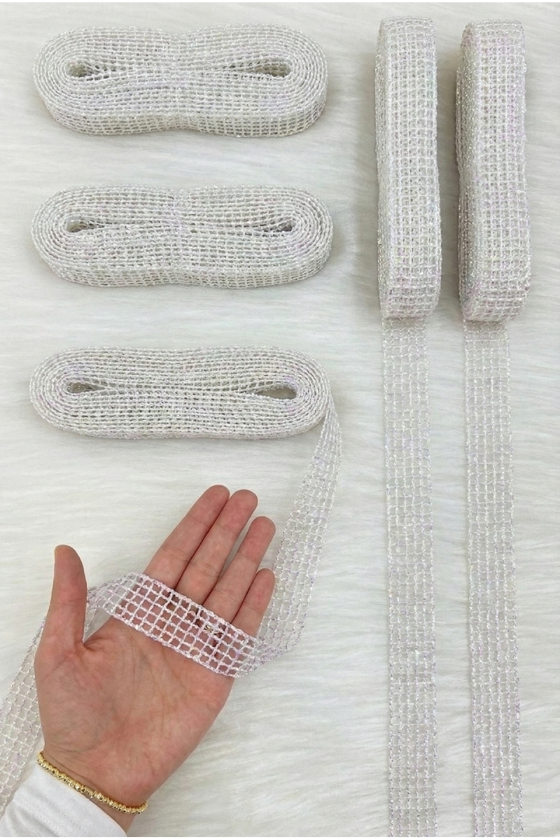 Janjanlı Beyaz File Kurdele 2,5cm 10mt, Gelin Bohça, Çeyiz Nişan, Söz, Nikah, Hediye, Parti, Süsleme