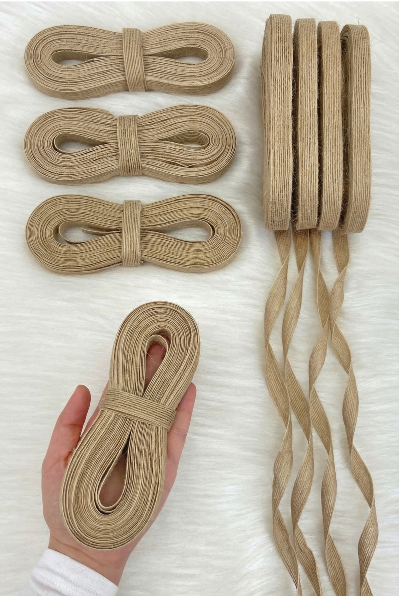 Jüt Hasır Kurdele 1.5 cm 10 mt, Gelin, Bohça, Nişan, Çeyiz, Hediye, Paketleme, Süsleme, Nikah