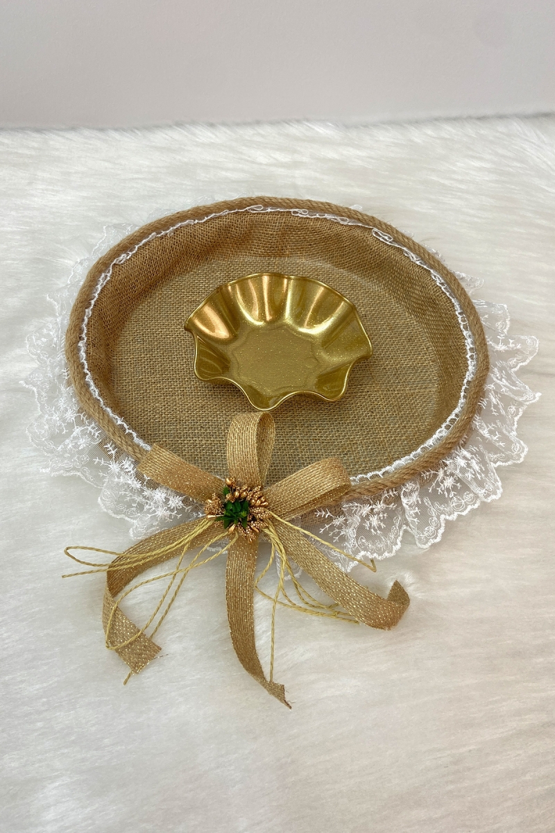 Jüt Kumaş Fistolu Model Kına Gecesi Gelin Tepsi, Nişan, Nikah, Düğün, Söz, Dekoratif