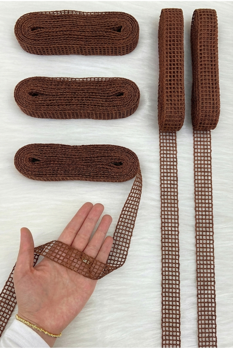 Kahverengi File Kurdele 2,5cm 10mt, Gelin, Damat, Bohça, Çeyiz, Nişan, Söz, Hediye, Parti, Süsleme