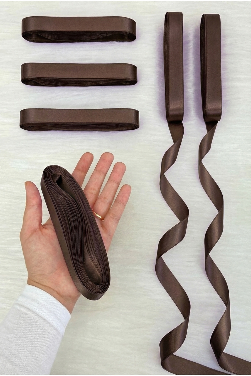 Kahverengi Saten Kurdele 2 Cm 10 Mt, Bohça Çeyiz Nikah Kına Sünnet Doğum Günü Parti Hediye Süsleme