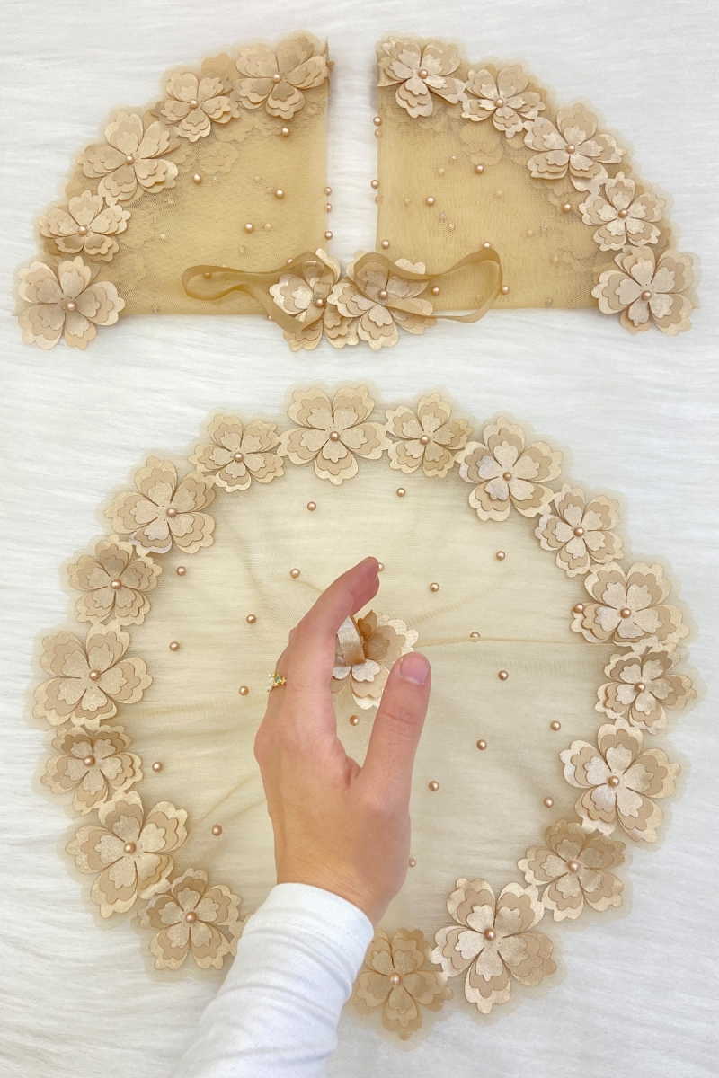 Kapuçino Gelin Damat Mendili, İnci Detaylı Düğün Halay Nedime Söz Nişan Kına Sünnet Bride Mendil