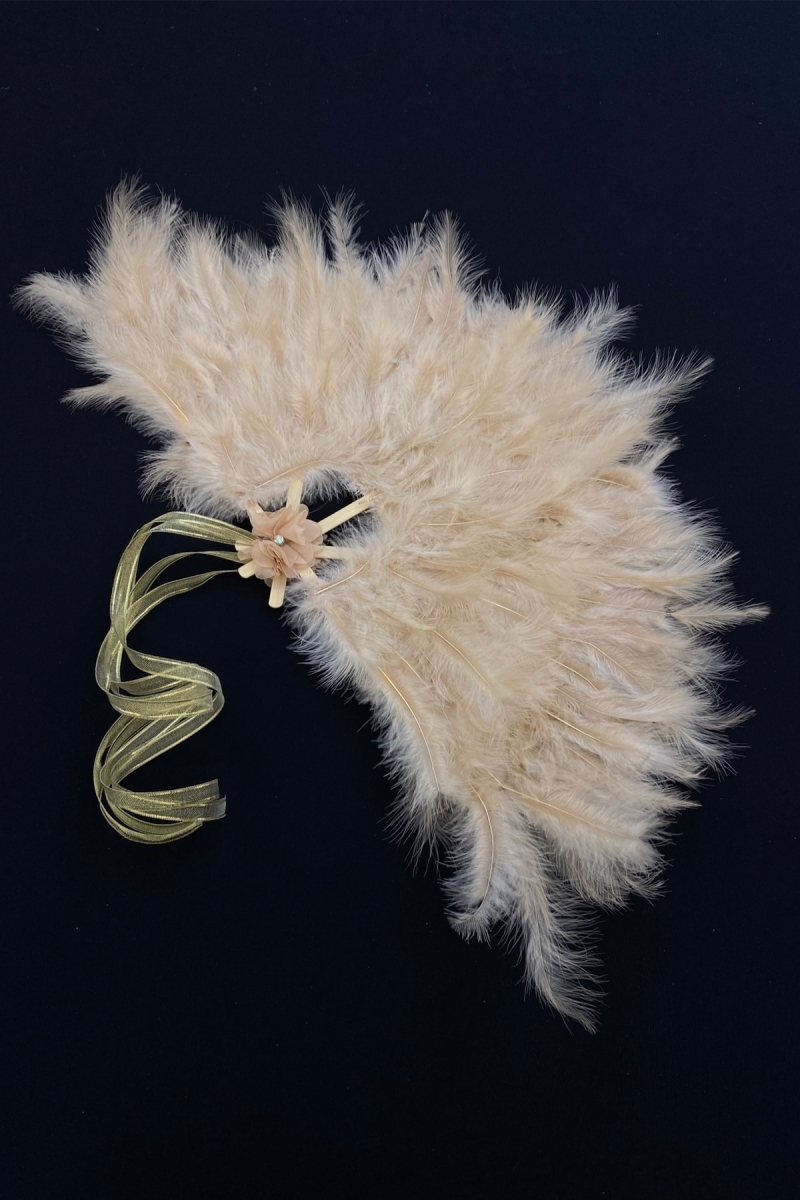 Kapuçino Gelin Yelpazesi, Ahşap Tüylü Kına Yelpazesi, Nedime Sünnet Yelpaze, Büyük Boy Yelpaze 60*35