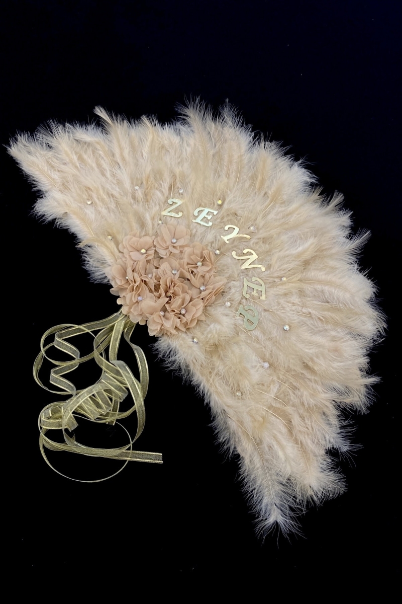 Kapuçino Gelin Yelpazesi, Bekarlığa Veda Partisi, Bride To Be, Nedime, Kına Gecesi, Ahşap Tüylü