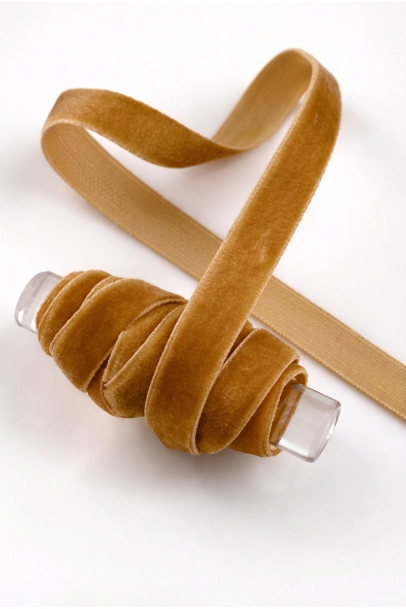 Karamel Kahve Kadife Kurdele 1cm 5mt, Gelin, Damat, Bohça, Nişan, Çeyiz, Nikah, Hediye, Süsleme