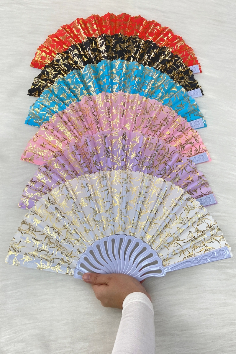 Kelebek Desenli Karışık Renk Gelin Nedime Yelpazesi, Bride Bekarlığa Veda Partisi Kına Hediye 6 Adet