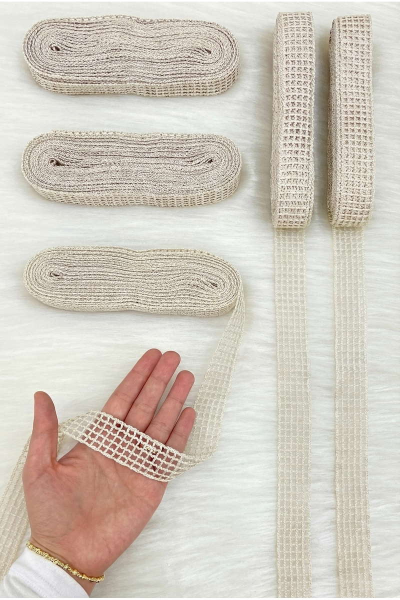 Kırık Beyaz File Kurdele 2,5cm 10mt, Gelin, Bohça, Çeyiz, Nişan, Söz, Nikah, Hediye, Parti, Süsleme