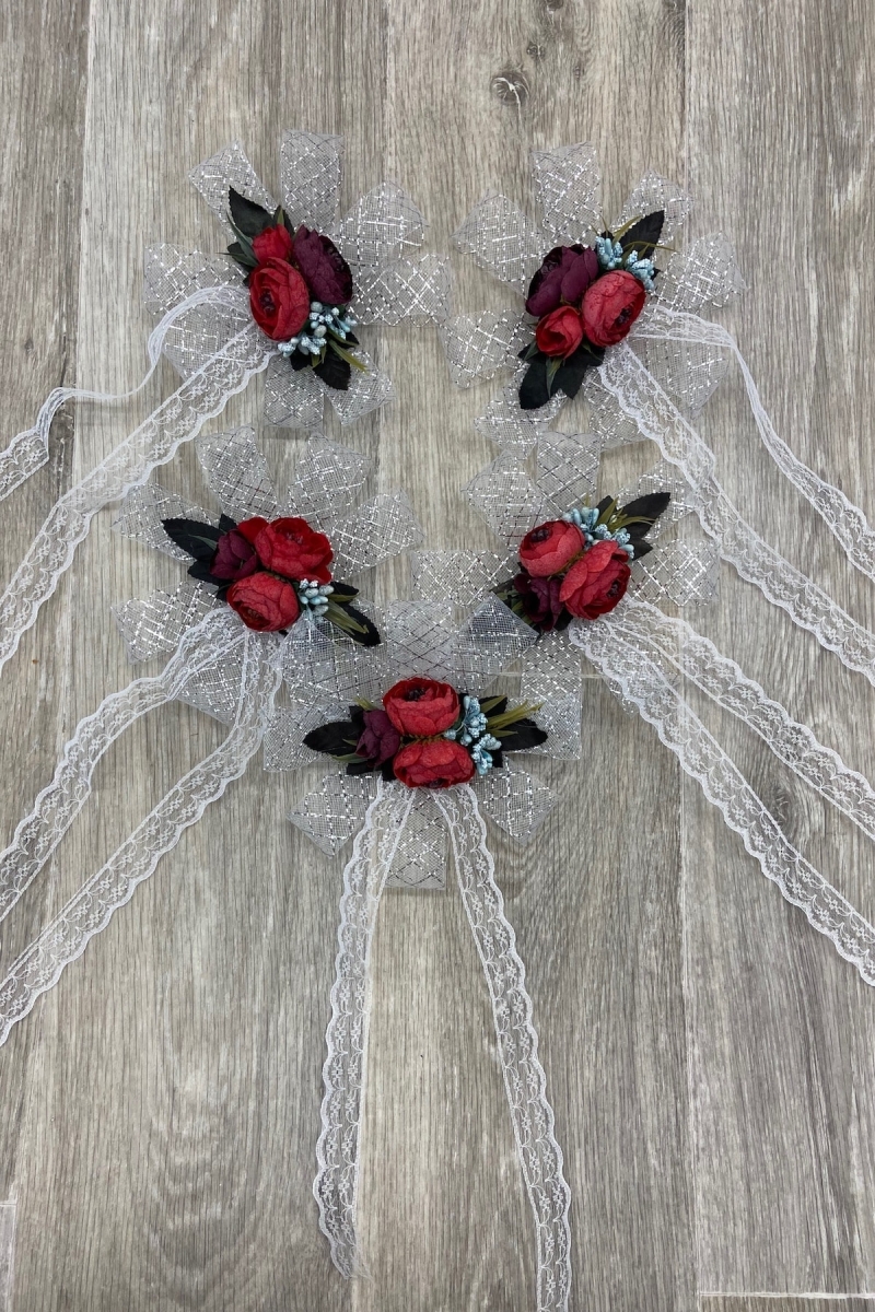 Kırmızı Bohça Çeyiz Valiz Gelin Damat Süsü 5 Adet