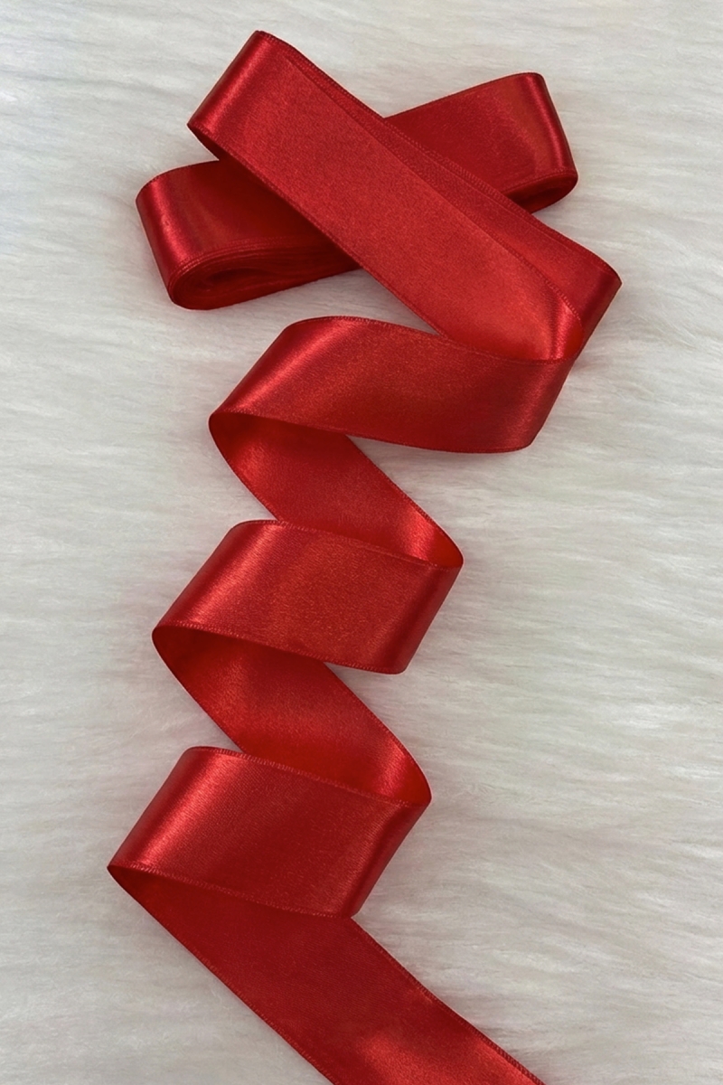 4 Cm Kırmızı Çift Taraflı Saten Kurdele 10 Metre, Bohça Çeyiz Özel Gün Hediye Süsleme Kurdelesi