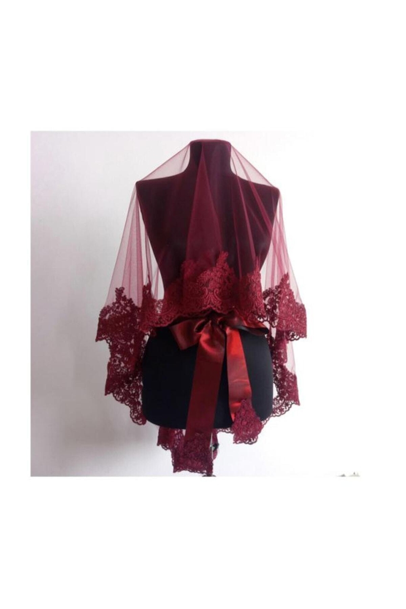 Kırmızı Dantelli Gelin Duvak Eldiven Kuşak Tam Set Gelin Pullusu Örtüsü Kına Malzemesi