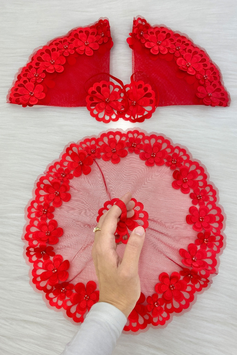 Kırmızı Gelin Damat Mendili Parlak Taş Detaylı Düğün Halay Nedime Söz Nişan Kına Sünnet Bride Mendil