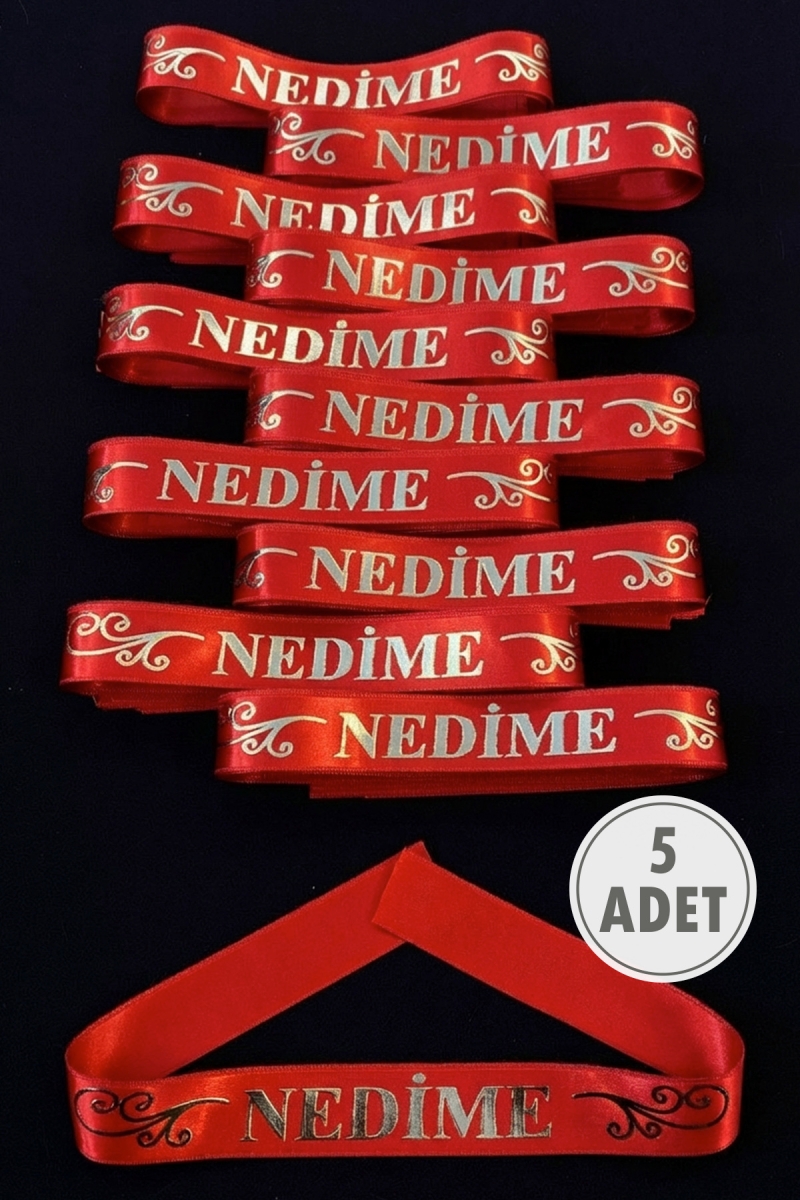 Kırmızı Gümüş Nedime Kol Kurdele, 5 Adet Kolluk Bileklik Bant, Kına Gecesi Düğün Bride Bekarlığa Söz