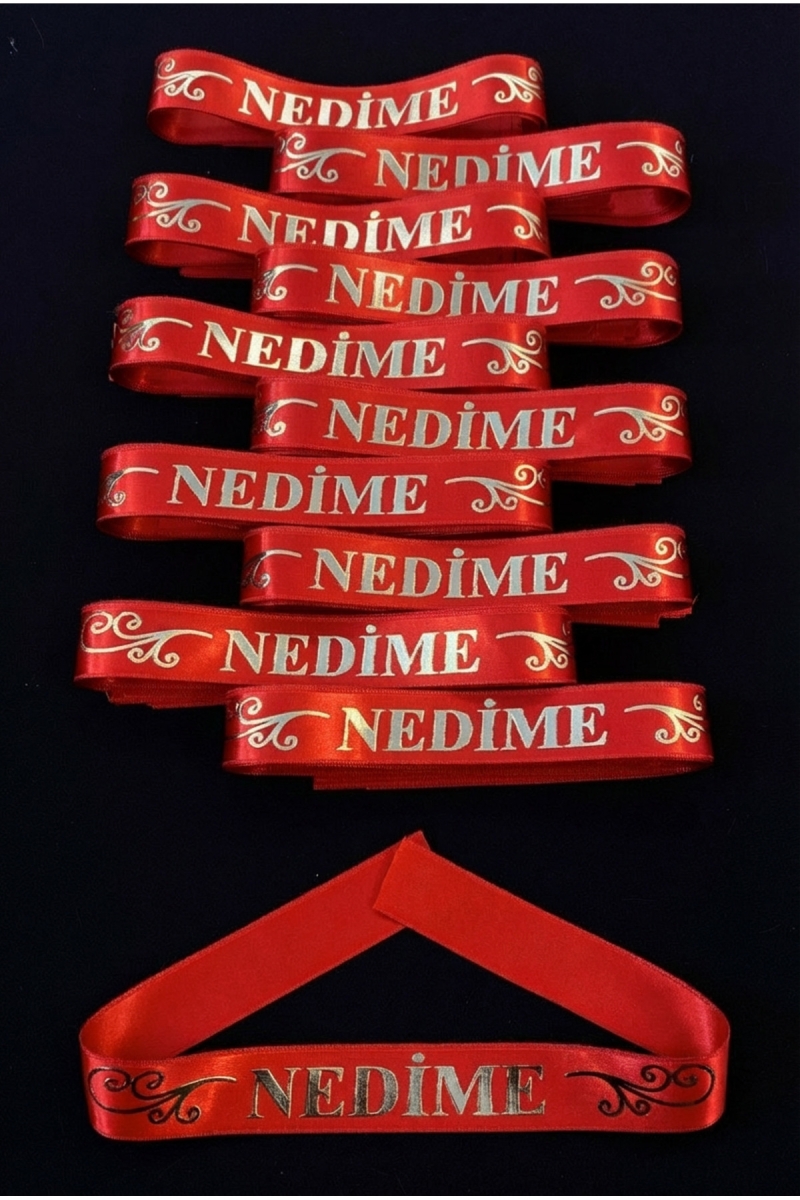 Kırmızı Gümüş Nedime Kol Kurdele Bileklik Bant, Kına Gecesi Sağdıç Düğün Bride Bekarlığa Veda 1 Adet