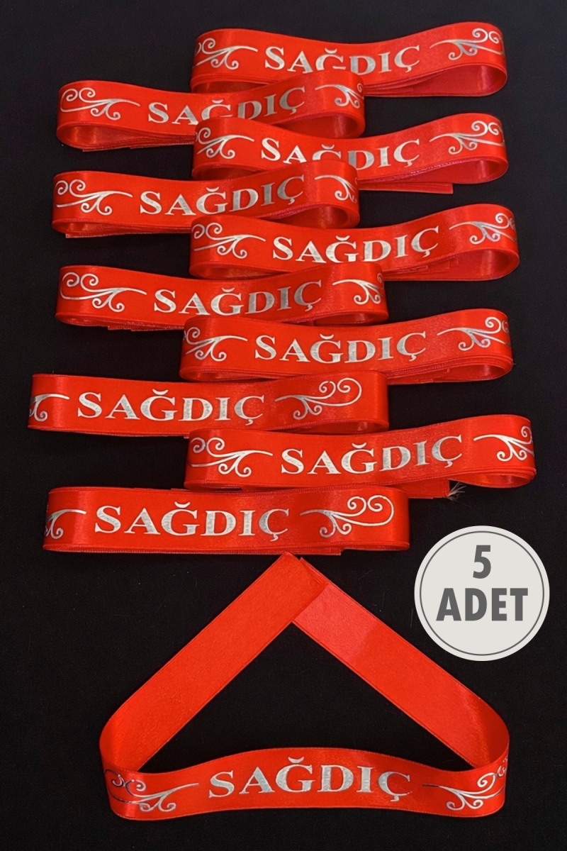Kırmızı Gümüş Sağdıç Kol Kurdele, 5 Adet Kolluk Bileklik Bant, Nedime Kına Gecesi Düğün Bride Nişan