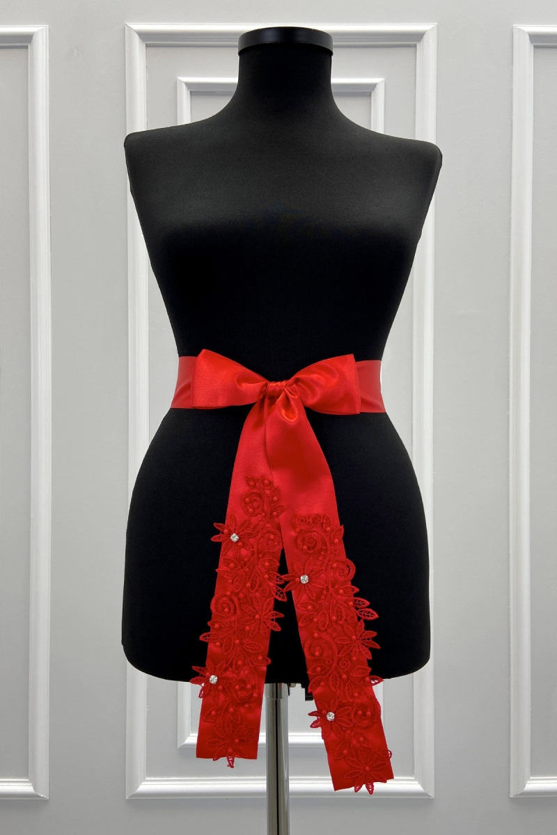 Kırmızı Güpürlü Gelin Kuşağı, Lüks Taş Ve İncili Gelin Kurdelesi, Gelin Beli Kemeri, Kardeş Kuşağı