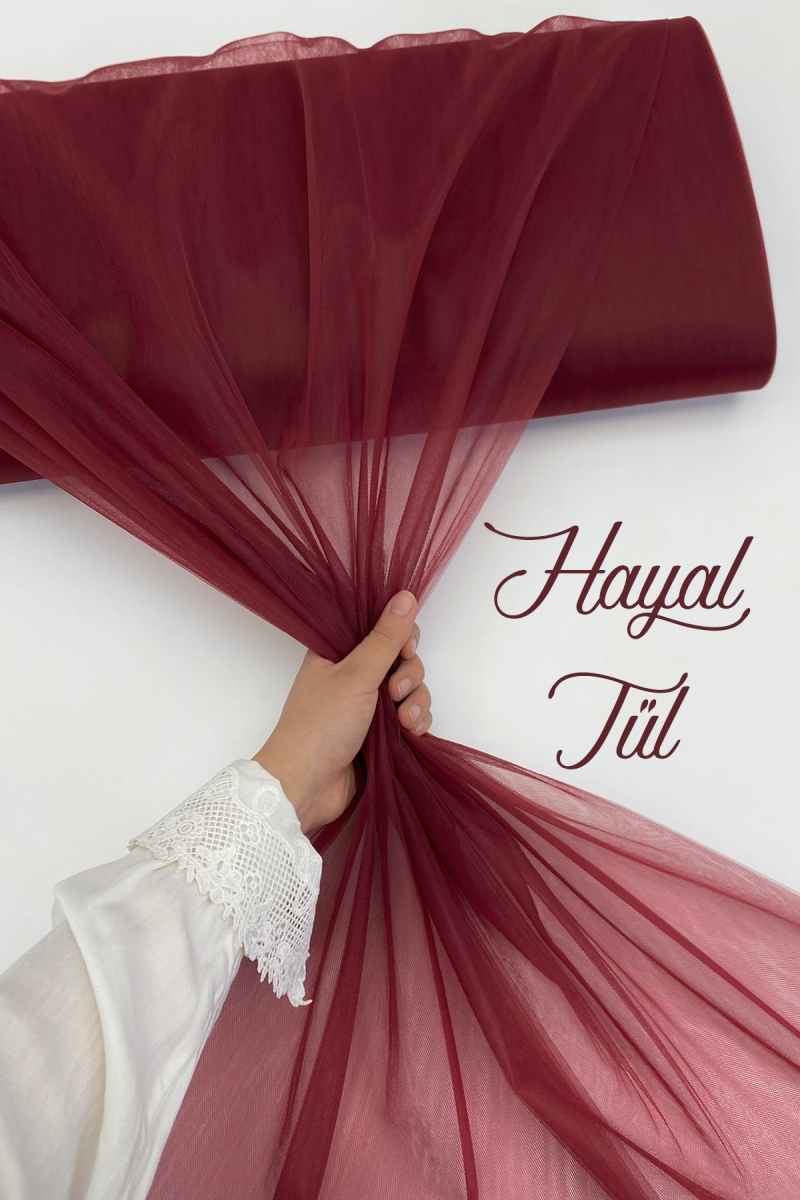 Bordo Hayal Tül, Nişan Çeyiz Bohça Kapı Doğum Günü Parti Süsleme, Gelin Abiye Türban 100x300cm