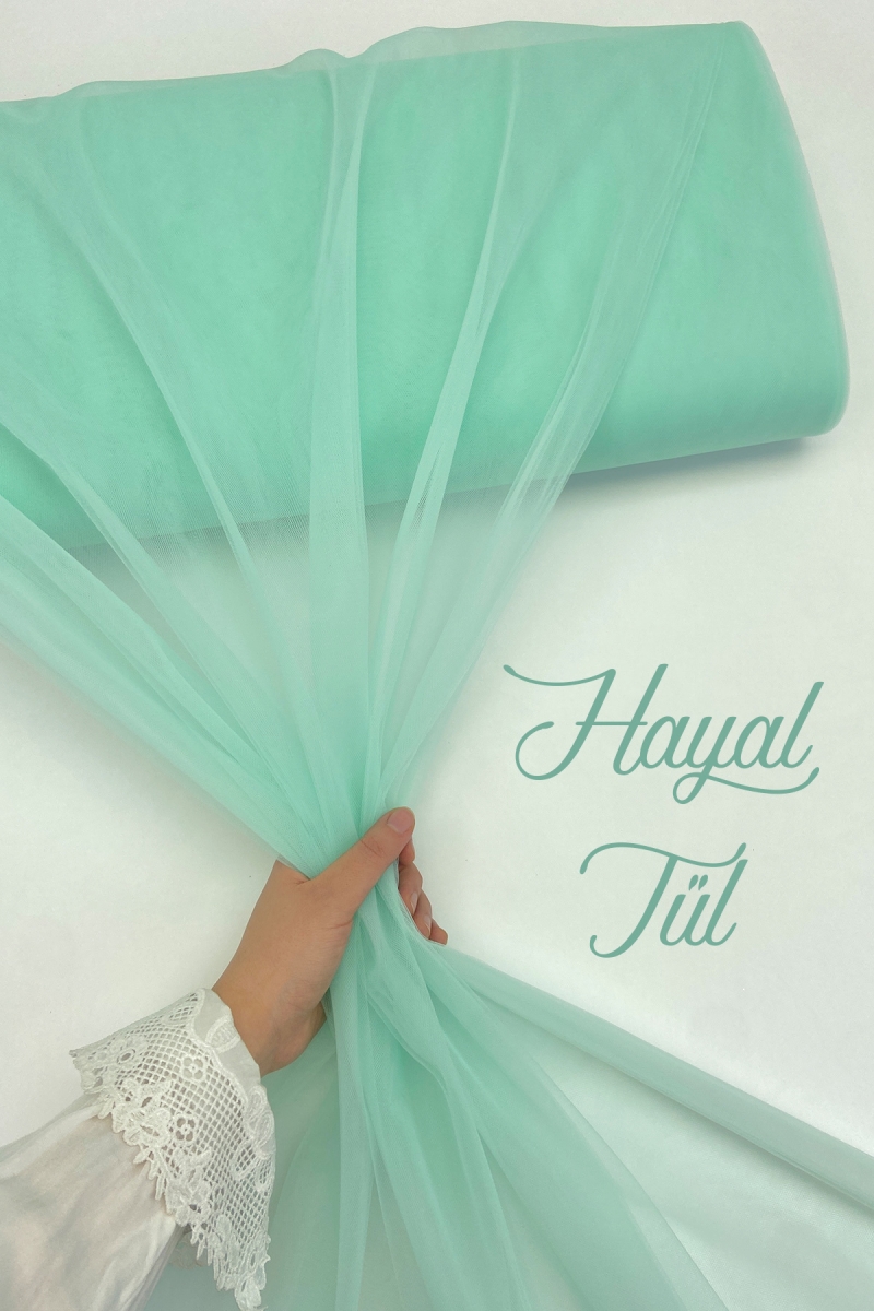 Mint Yeşili Hayal Tül, Nişan Çeyiz Bohça Kapı Doğum Günü Parti Süsleme, Gelin Abiye Türban 100x300cm