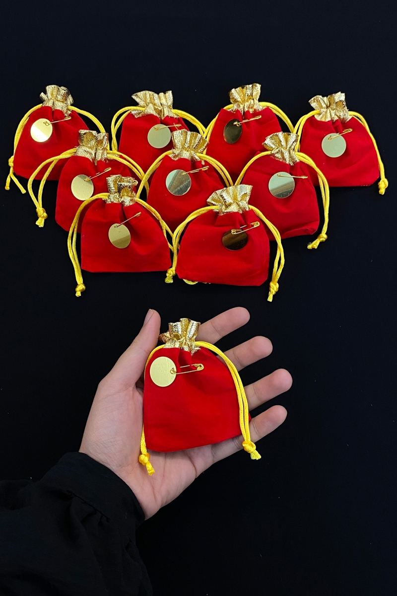 Kırmızı İçi Kınalı Kese 20 Adet, Düğün, Nişan, Nikah, Kına, Sünnet, Doğum, Mevlüt, Söz Hediyelik