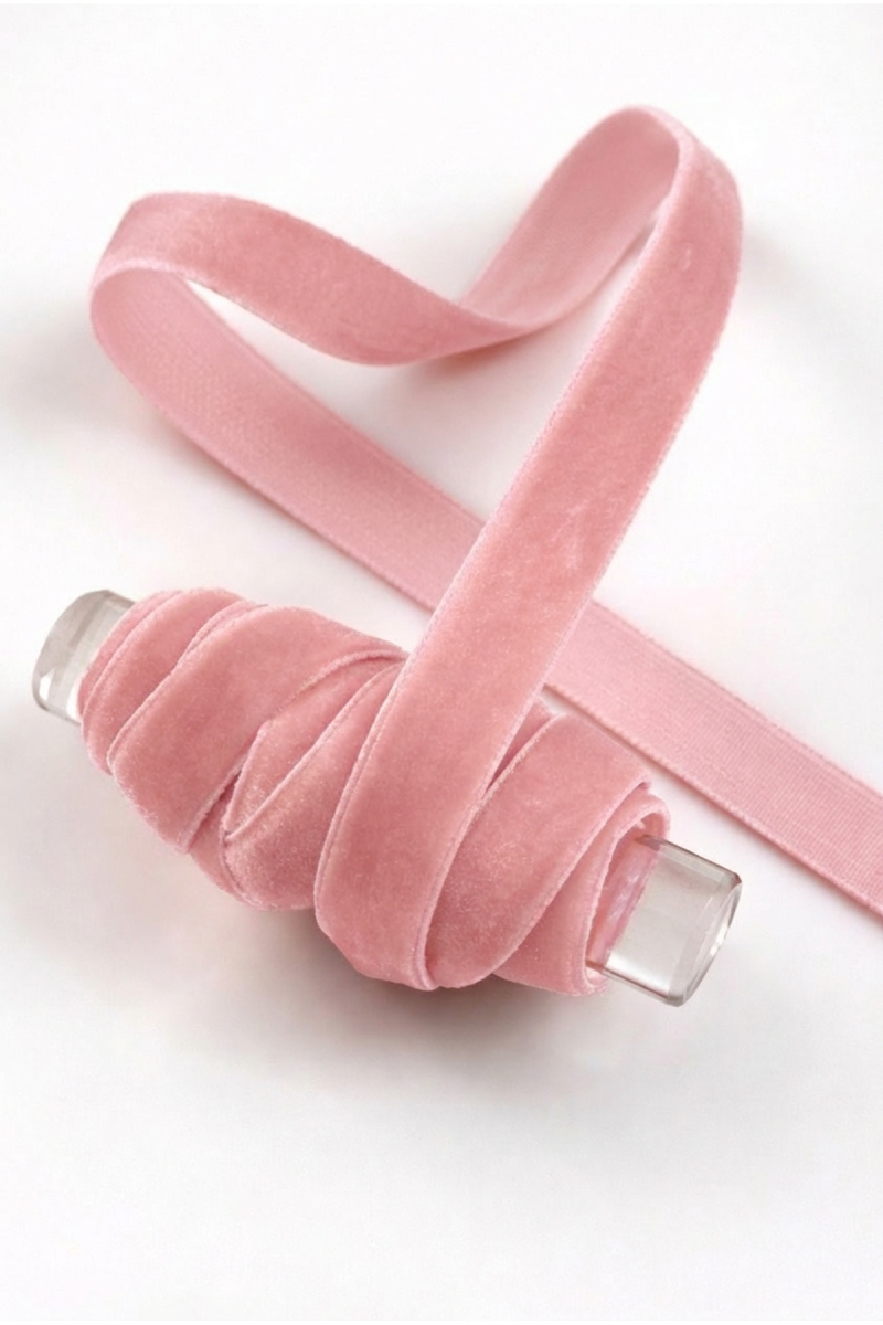 Bebe Pembe Kadife Kurdele 1cm 5mt, Gelin, Damat, Bohça, Nişan, Çeyiz, Nikah, Hediye, Şeker, Süsleme