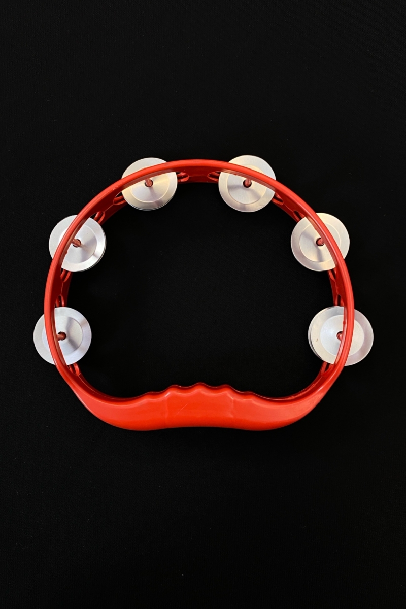 Kırmızı Kına Tefi, Nedime Defi, Gelin, Damat, Halay, Metal Zilli Plastik Tef, 1 Adet