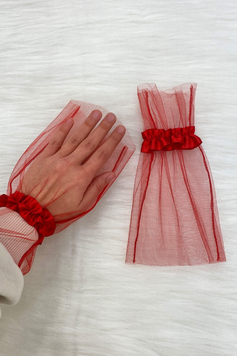 Kırmızı Sade Gelin Eldiveni, Kına Eldiveni, Düğün Kına Gecesi Bekarlığa Veda Nikah Bride