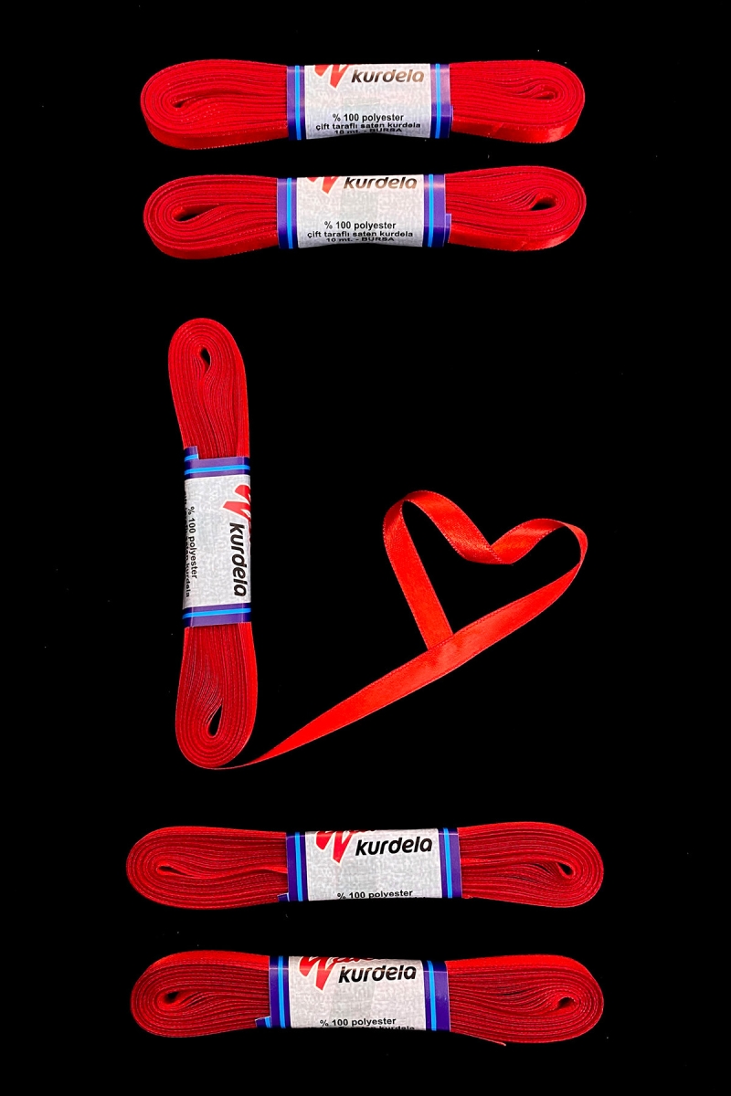 Kırmızı Saten Kurdele 1 Cm 10 Metre, Bohça Çeyiz Özel Gün Hediye Süsleme Kurdelesi