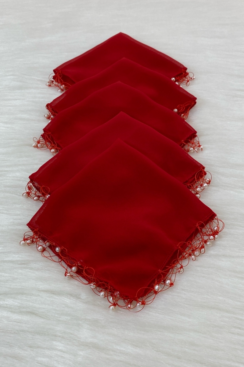 Kırmızı Şifon Gelin Damat Mendili, Düğün Halay Nedime Bride Parti Kına Nişan Sünnet Hediye, 1 Adet