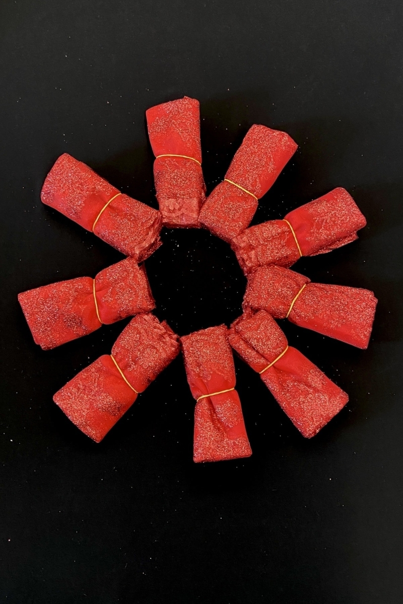 Kırmızı Simli Halay Mendili, Gelin Damat Düğün Kına Sünnet Söz Nedime Nişan Bride, 10 Adet