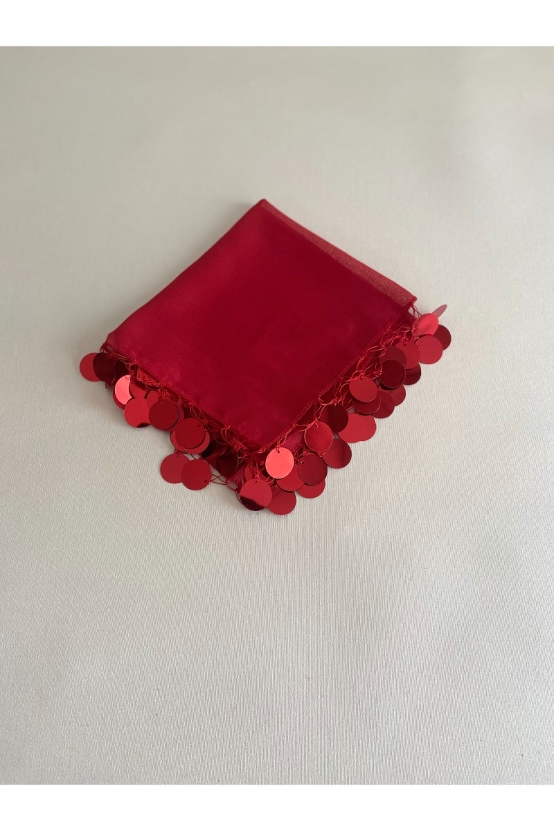 Kırmızıya Kırmızı Şifon Gelin Nedime Halay Mendil 5 Adet Kına Gecesi Malzemesi