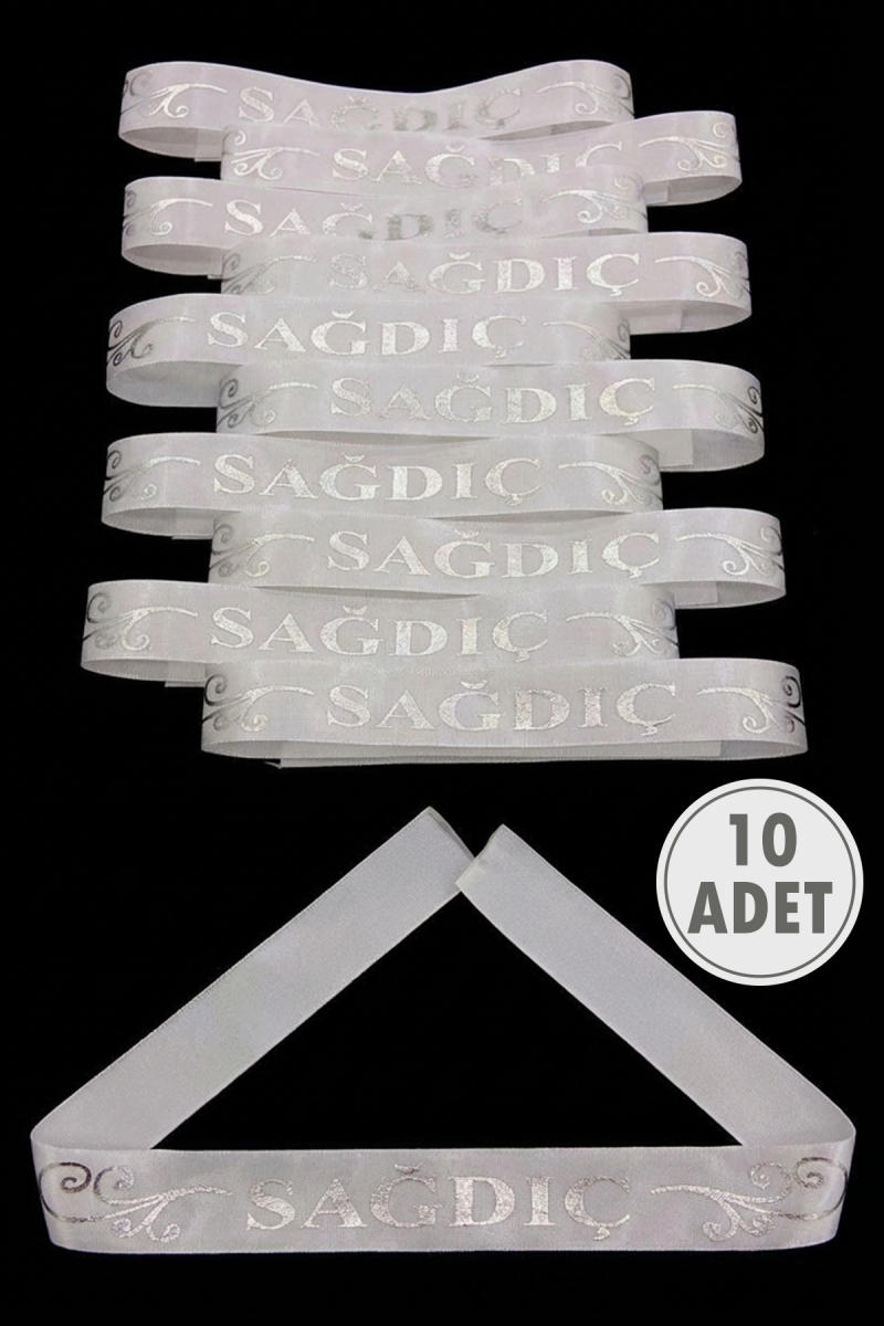 Kolluk Beyaz Gümüş Sağdıç Kol Kurdele, 10 Adet Bileklik Bant, Kına Gecesi Düğün Bride Bekarlığa Veda