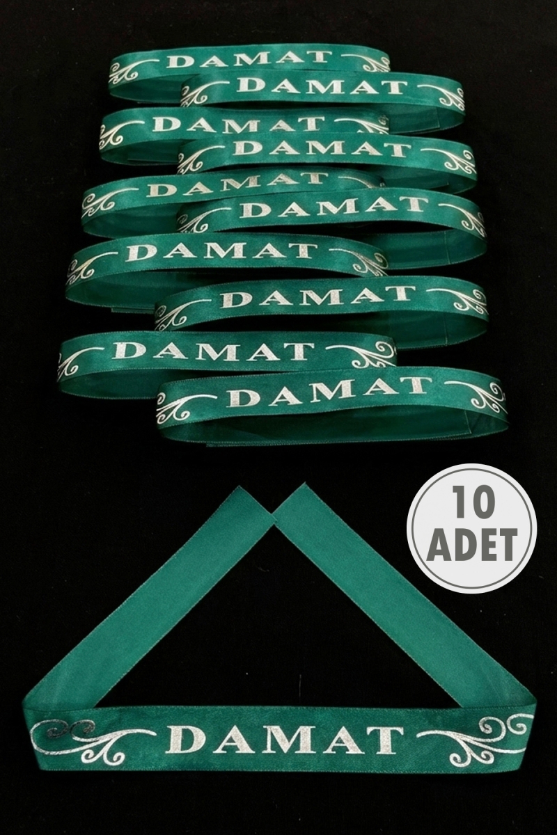 Kolluk Yeşil Gümüş Damat Kol Kurdele, 10 Adet Bileklik Bant, Kına Gecesi Düğün Bride Bekarlığa Veda