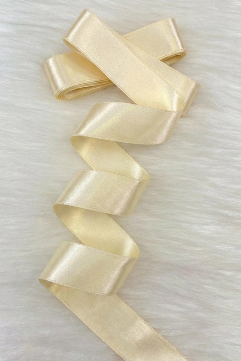 4 Cm Krem Çift Taraflı Saten Kurdele 10 Metre, Bohça Çeyiz Özel Gün Hediye Süsleme Kurdelesi