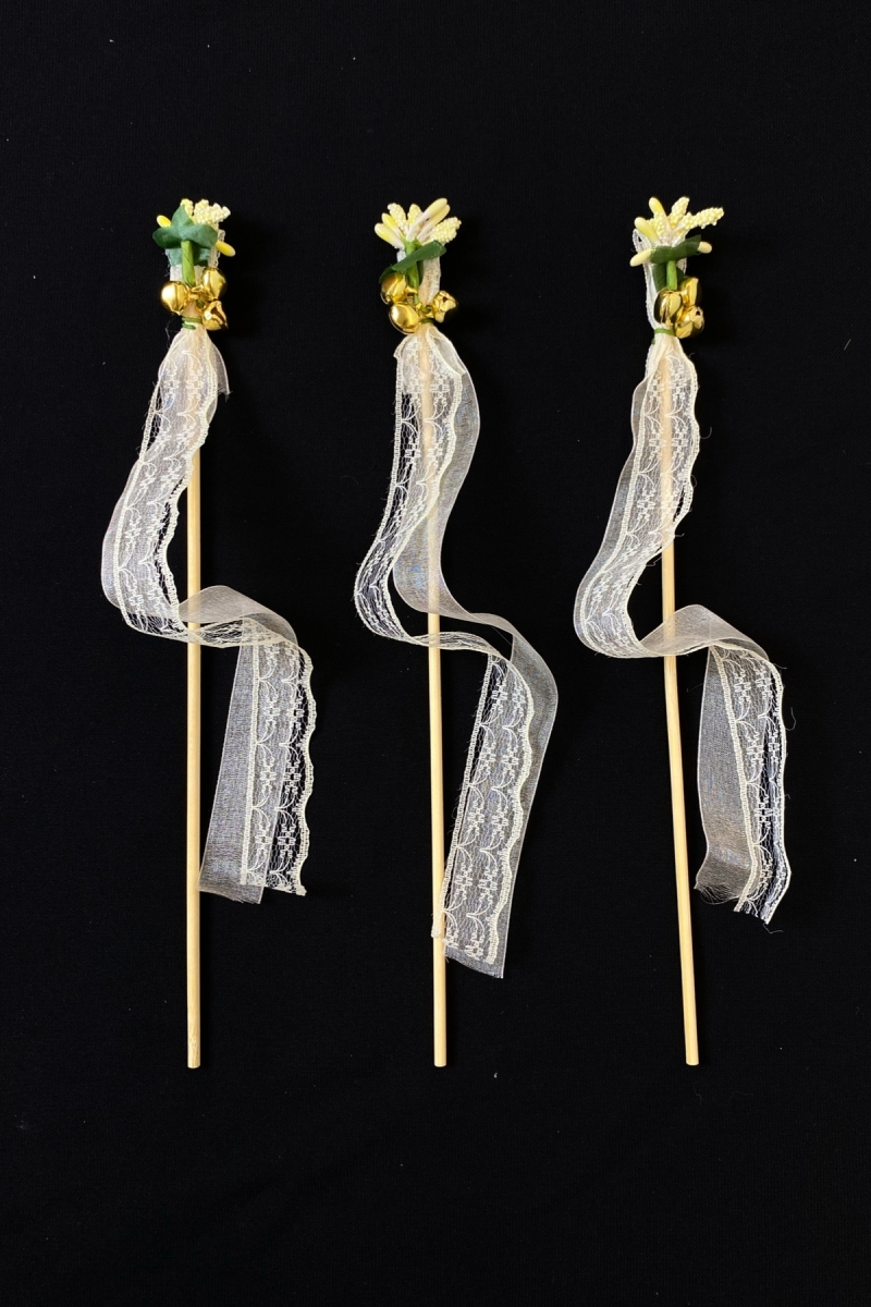 Krem Çubuk Zil, Nedime Tefi, Kına Defi, Cipso Kurdele Zil Süslemeli 10 Adet